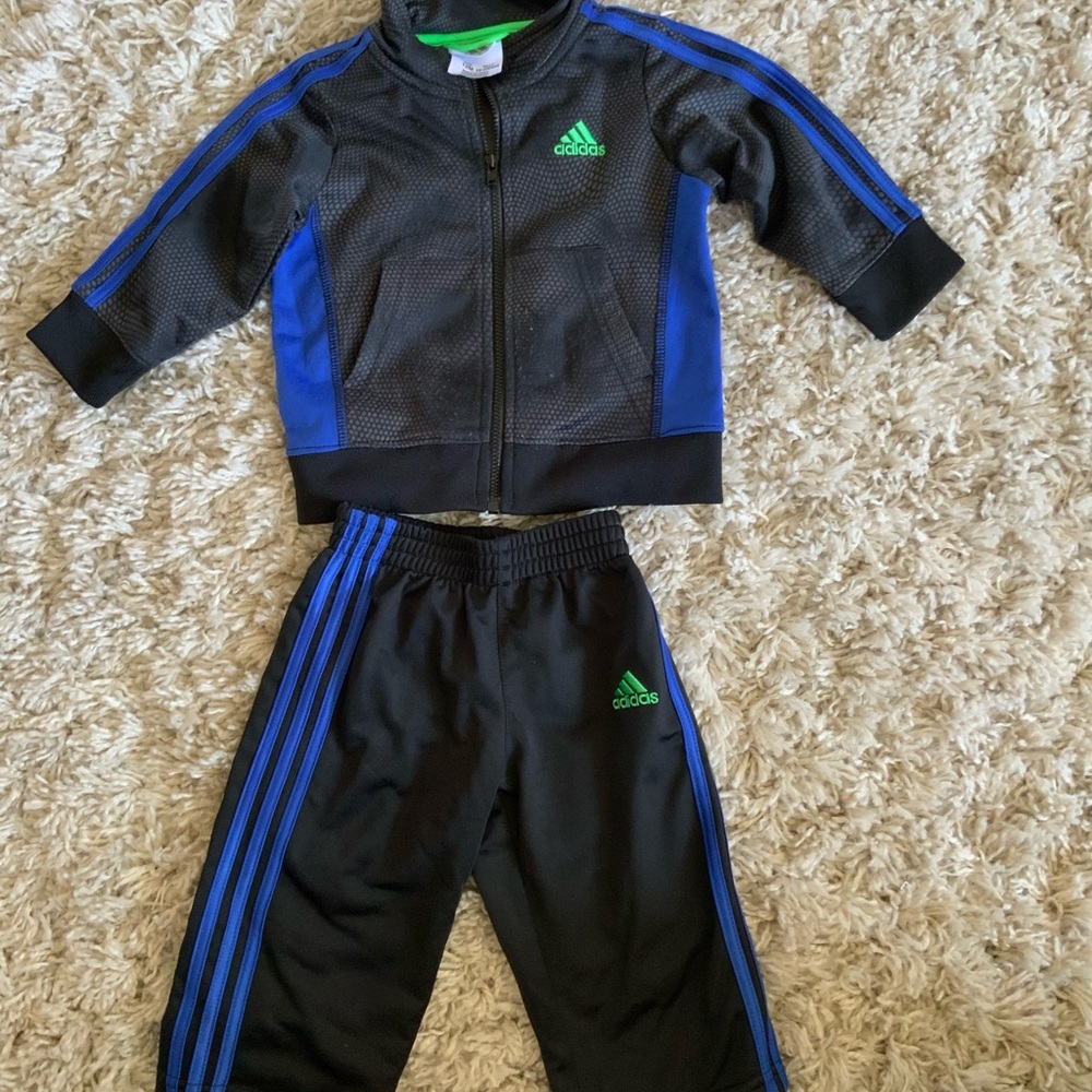 Adidas Black and Blue Kids' Jacket